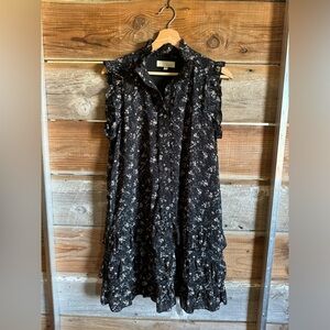 Black floral button down sleeveless dress